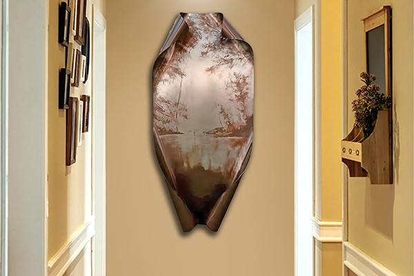 Modern Stainless Steel Landscape Sculpture | Polished Abstract Wall Art Sculpture